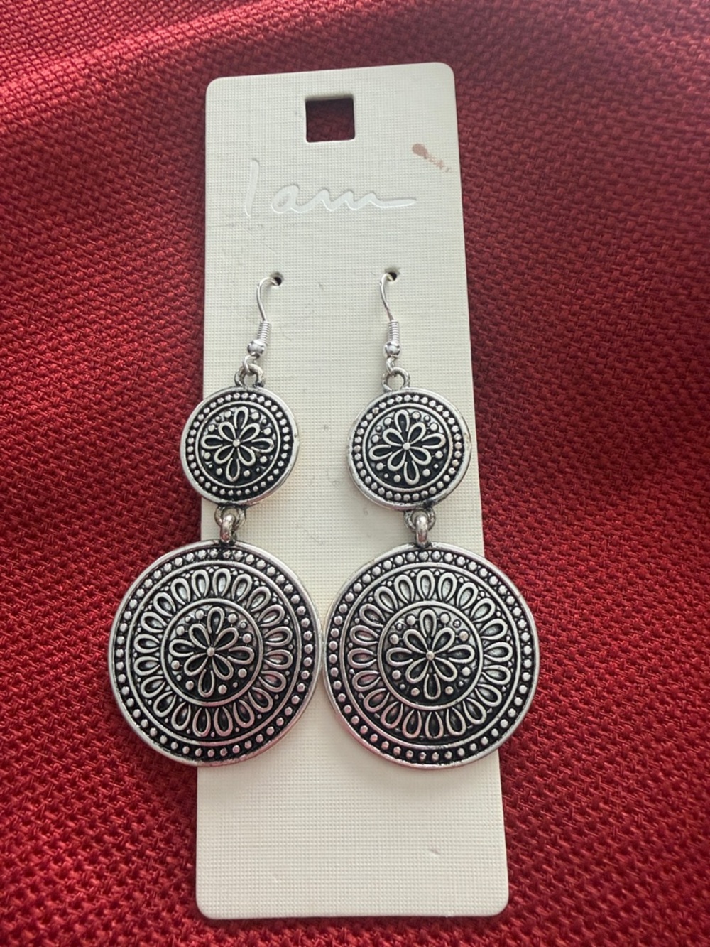 Silver-Tone Double Medallion Drop Earrings